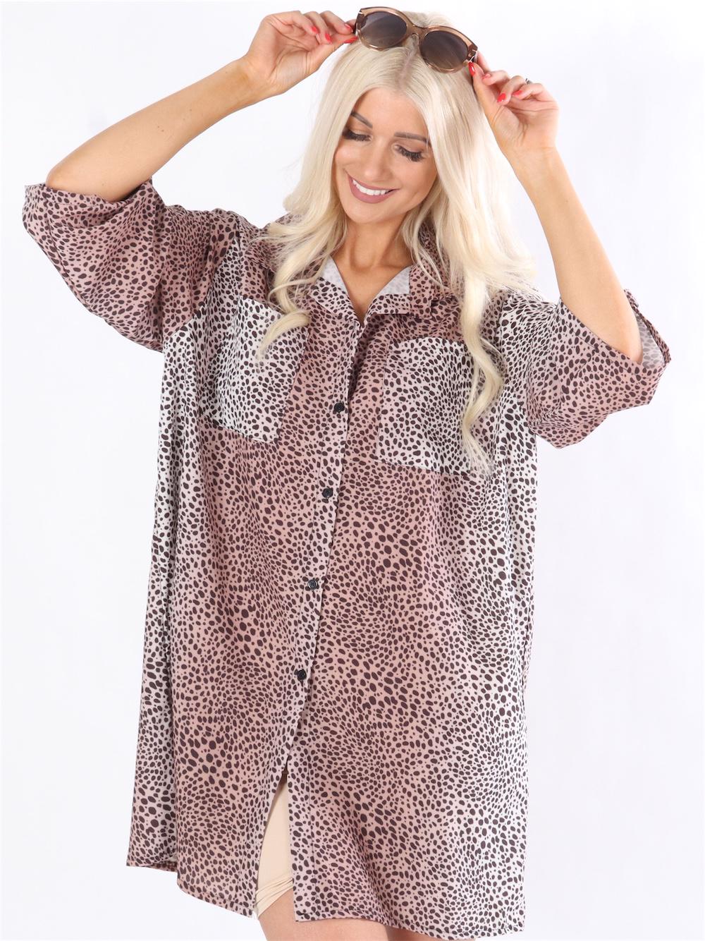 Noelia - Brun leopard skjorte